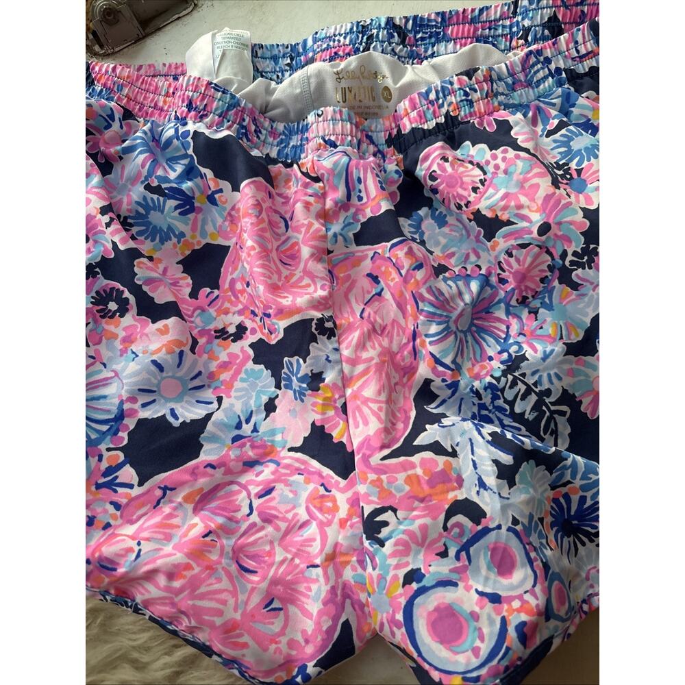 Lilly Pulitzer Luxletic Multicolored Floral Print Sz XL Pink Blue Drawstring